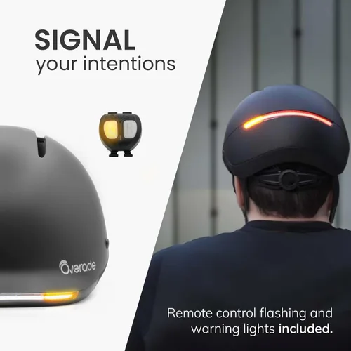 Miniatura 4 de Overade Casco salvavidas para bicicletas y e-scooters, con potente iluminación delantera/trasera, función intermitente, talla única