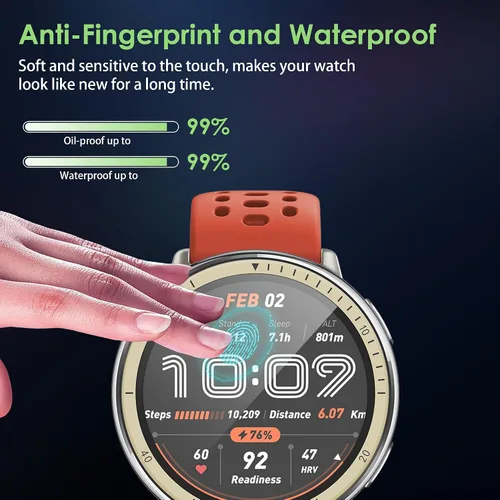 Miniatura 4 de Protector de pantalla compatible con Amazfit Active 2, antiarañazos, cobertura de pantalla completa 3D, compatible con fundas, HD Ultra, paquete de 3