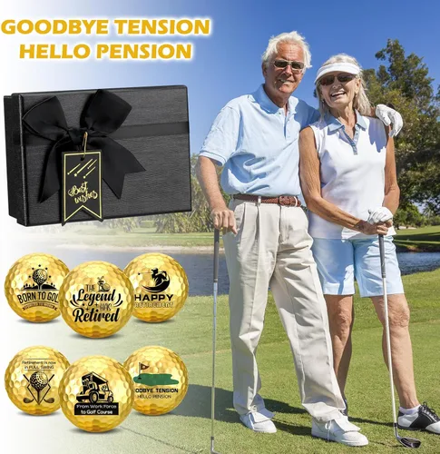 Miniatura 5 de Arrowbash Pelotas de golf de jubilación con camisetas y caja de regalo, regalos divertidos de jubilación para papá, compañeros de trabajo, golfistas