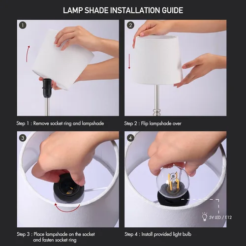 Miniatura 7 de O'Bright Seraph - Lámpara de mesa LED inalámbrica con atenuador, batería recargable integrada, brillo de 3 niveles, lámpara de mesa para patio