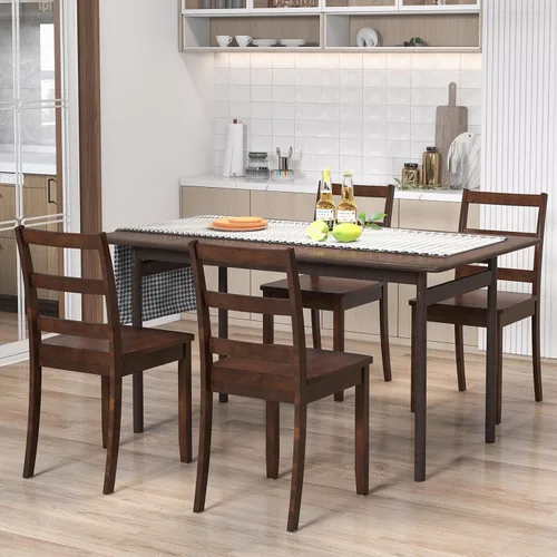 Miniatura 2 de Giantex Juego de 2 sillas de comedor de madera blanca - Sillas de cocina sin brazos de madera con patas de madera de goma sólida, almohadillas