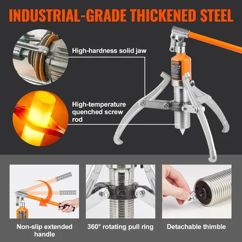 Miniatura 3 de VEVOR Extractor hidráulico de engranajes, capacidad máxima de 15 toneladas, separador de extracción de rodamientos de rueda, extractor de 2 o 3