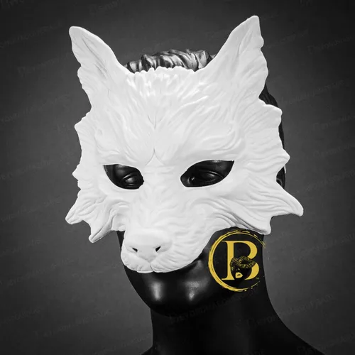 Miniatura 2 de Máscara de lobo de animales para mascarada, máscara de lobos, máscara de Halloween, cosplay, máscara de fiesta Blanco