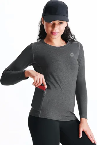 Miniatura 30 de NELEUS - Camisa deportiva de compresión atlética, de manga larga, para mujer, dry fit, paquete de 3
