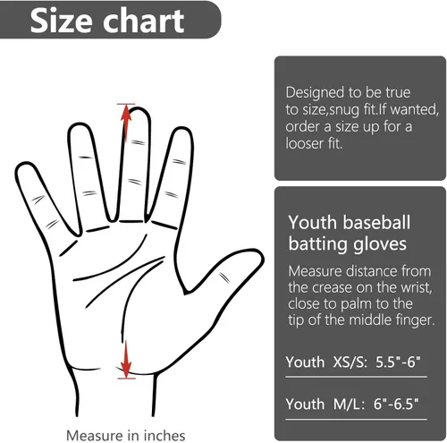 Miniatura 3 de Guantes de bateo de béisbol y sóftbol para niños con ajuste de super agarre Negro clásico
