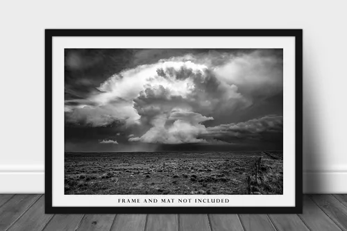 Miniatura 3 de Impresión fotográfica de tormenta (sin marco) Imagen en blanco y negro de Supercell Tormenta de tormenta sobre altas llanuras de Oklahoma Panhandle