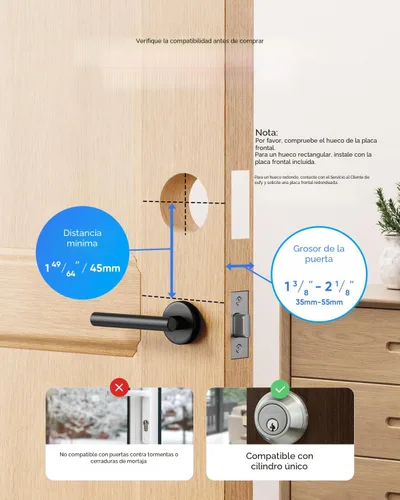 Miniatura 9 de eufy Security Cerradura inteligente de video E330, cámara 3 en 1+timbre+huella dactilar cerradura de puerta de entrada sin llave, cerrojo