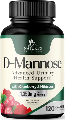 D-manosa 1000 mg por porción – Arándano e hibisco – Eficaz de acción rápida, elimina las impurezas para la vejiga, suplemento de apoyo a la salud