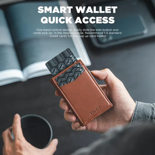 Miniatura 64 de VULKIT Billeteras delgadas para hombre, con bloqueo RFID, diseño minimalista con capacidad para hasta 11 tarjetas, Negro -, Minimalista