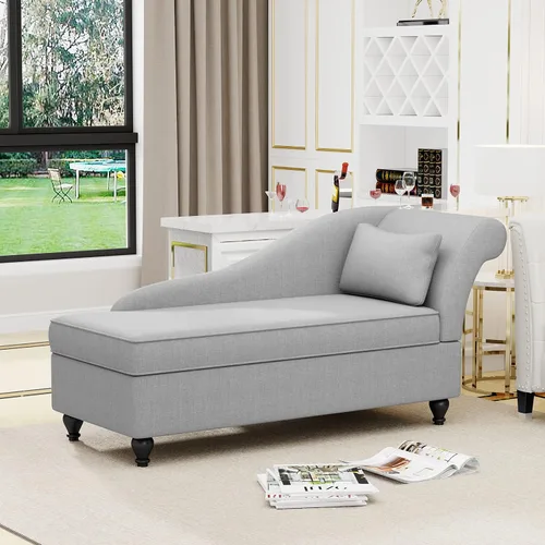 Miniatura 9 de Tongli Tumbona moderna de almacenamiento para interiores, tumbona de tela, sofá reclinable, para dormitorio, oficina, sala de estar y apartamento