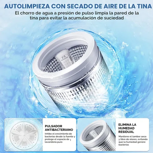 Miniatura 9 de Nictemaw - Lavadora portátil de 20 libras, lavadora y secadora de 2.8 pies cúbicos con bomba de drenaje, 10 programas, 8 niveles de agua, lavadora
