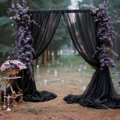 Miniatura 30 de Cortinas de fondo azul bebé de 10 pies x 10 pies, tela de gasa chiffon transparente sin arrugas, tela de fondo fotográfico drapeada para arco