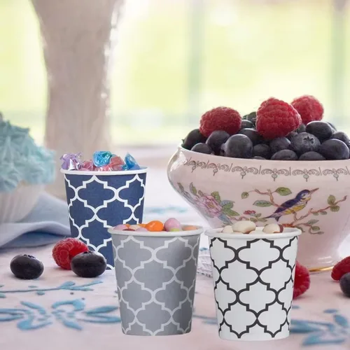 Miniatura 4 de Clawsoff [Paquete de 300] Mini vasos de papel de 5 onzas, pequeños vasos de baño desechables para enjuague bucal de 5 onzas para supermercado, Azul
