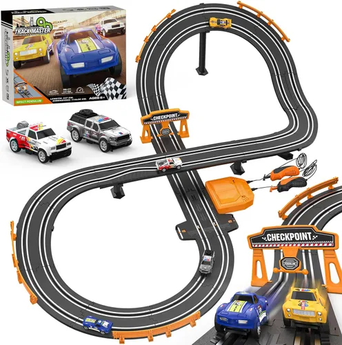 Conjuntos de Pista de Carreras de Slot con Autos de Carreras de Alta Velocidad 1:64, Pista de Coches Eléctricos o con Batería, Juego Dual de