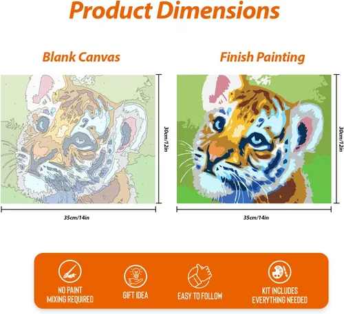 Miniatura 6 de Kit de pintura por números enmarcado de Wings Giant para niños de 4-8, 8-12 años, tema de perro de dibujos animados para principiantes, pintura Arte