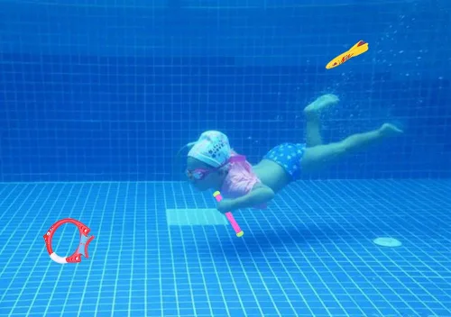 Miniatura 5 de Juguete de piscina de buceo bajo el agua, lanzamiento, torpedo, tiburón, paquete de 4