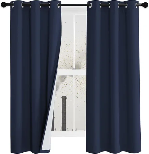 Miniatura 30 de NICETOWN Cortinas de Lino Sintético Angora con Barrera de Sonido que Aísla el Polvo, 100% Opacas, de 84 Pulgadas de Largo, 1 Panel, Cortinas