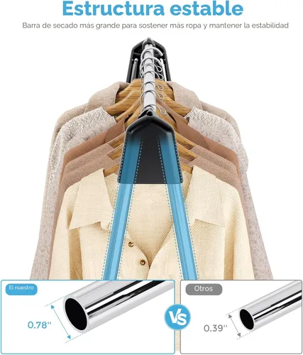 Miniatura 2 de APEXCHASER Tendedero plegable de acero inoxidable, plegable, colgador de ropa para suéter, ropa de bebé, toalla para interiores y exteriores