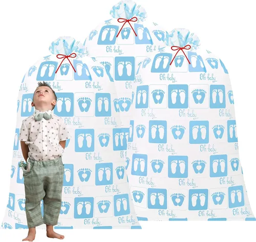 Zonon 3 bolsas extragrandes para baby shower, tamaño gigante, de gran tamaño, bolsa de regalo de plástico para revelación de género, bolsa de