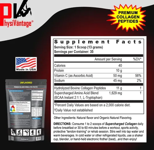 Miniatura 7 de PhysiVantage Polvo de péptidos de colágeno supercargados, colágeno hidrolizado para apoyo a la salud de las articulaciones, tendones, ligamentos