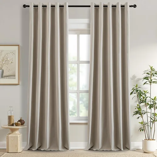 Miniatura 39 de DONREN Cortinas opacas de lino con aislamiento térmico de 52 x 95 pulgadas, cortinas de oscurecimiento de habitación con ojales para dormitorio