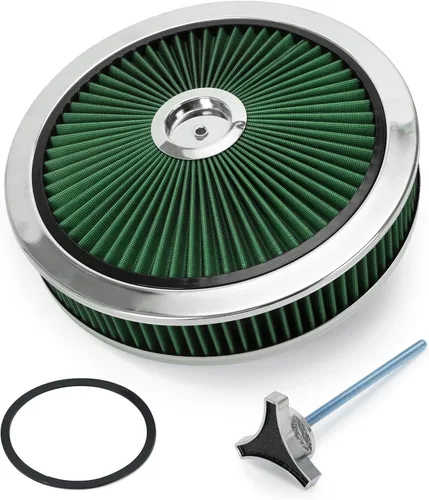 Miniatura 9 de PTNHZ Conjunto de filtro de filtro de aire redondo de 14 x 3 pulgadas con caburetor de tapa de flujo alto compatible con Chevrolet GMC Ford (azul)