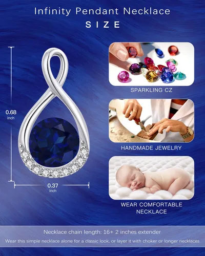 Miniatura 8 de MIDDLUX Collares de piedra natal genuina para mujeres y niñas, collar infinito, regalos de cumpleaños para ella, joyería para mujeres adolescentes