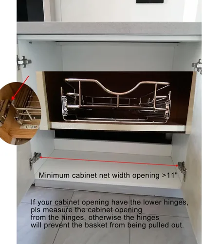 Miniatura 3 de DINDON Organizador de gabinete extraíble (11 pulgadas de ancho x 18 pulgadas de profundidad), cajones extraíbles para armarios de cocina, estantes