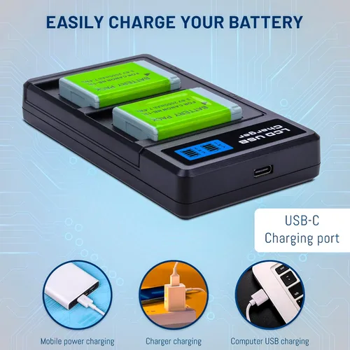 Miniatura 4 de Paquete de 2 baterías NB-13L con cargador dual USB-C compatible con Canon PowerShot G7 X Mark II, G7 X, G1 X Mark III, G5 X, G5X Mark II, G9 X Mark