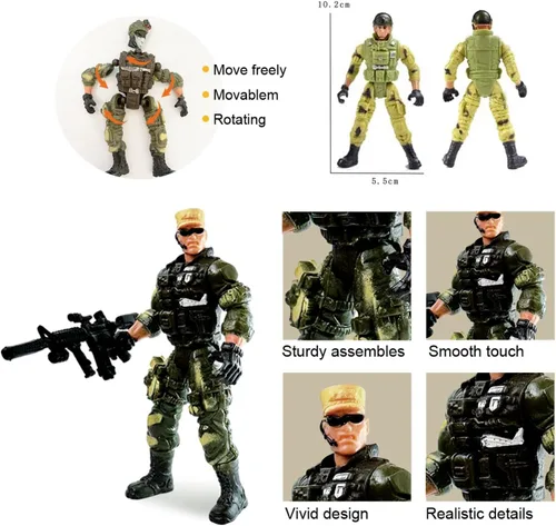 Miniatura 2 de Figuras de acción de soldados, juguetes de soldados para niños de 4 a 7 años, juego de soldados de juguete de acción con armas, juego de soldados