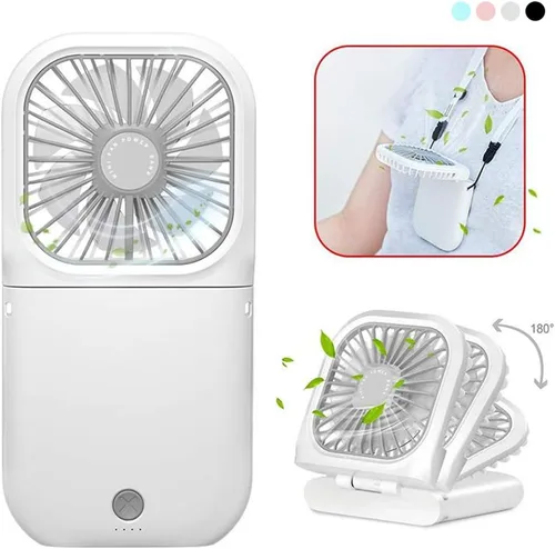 Miniatura 11 de Ventilador portátil para el cuello mini, silencioso, de mano, personal, plegable, recargable por USB, operado para el hogar, oficina, exteriores