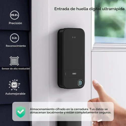 Miniatura 5 de ThorBolt X1 Cerradura de llave Apple Home, solo para iOS, cerradura de puerta inteligente sin llave HomeKit con huella digital, cerradura de cerrojo
