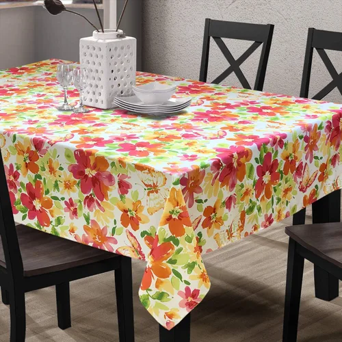 CAIT CHAPMAN HOME COLLECTION Mantel de tela con cuentas para primavera y verano, fácil cuidado, resistente a las manchas (60 x 102 pulgadas, Jardín