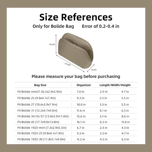 Miniatura 7 de DGAZ Organizador de bolso de seda para Bolide 1923mini25273135, organizador de bolsas suave y sedoso, bolso de lujo y moldeador de bolsas