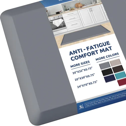 Miniatura 44 de KitchenClouds Alfombra de cocina acolchada anti fatiga, 17.3 x 60 pulgadas, impermeable, antideslizante, tapete de escritorio cómodo, para cocina