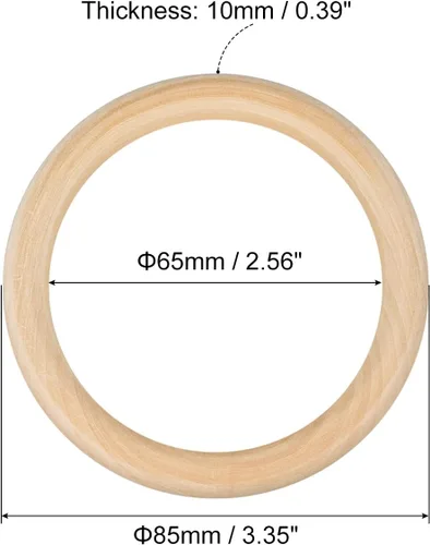Miniatura 2 de uxcell 16 anillos de madera natural de 3.3 pulgadas (3.346 in), círculos de madera lisa sin terminar de 0.394 in de grosor para manualidades, tejer