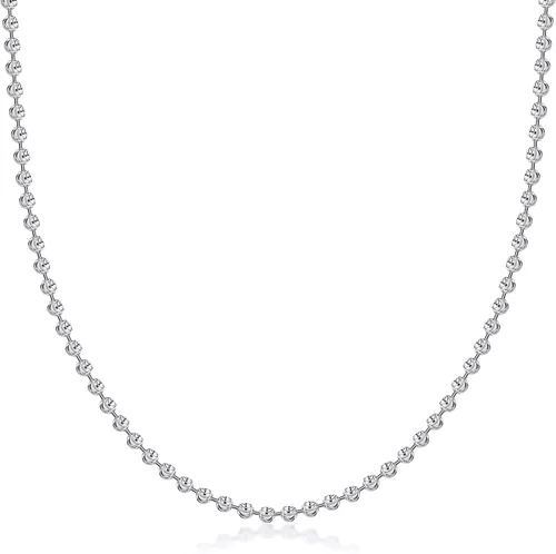 PORI JEWELERS Collar de cadena de plata de ley 925 de 0.118 in, 0.157 in, 0.197 in, con corte lunar, fabricado en Italia, amarillo, plata