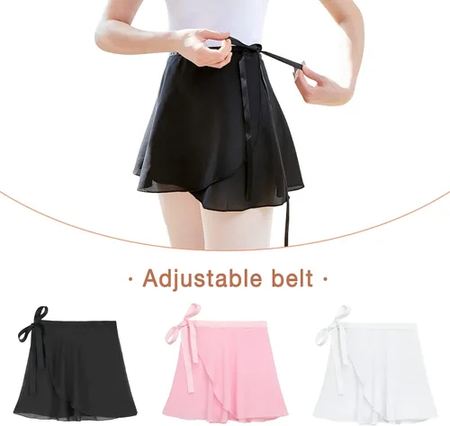 Miniatura 4 de Zando Faldas cruzadas de ballet para niños, ropa de baile fluida, falda de gasa para adolescentes, falda transparente para niñas y mujeres
