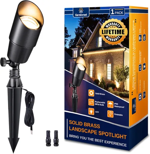 Miniatura 36 de Gardenreet Foco LED para exteriores, latón fundido a presión de 12 V con iluminación hacia arriba, impermeable, luces de paisaje de bajo voltaje