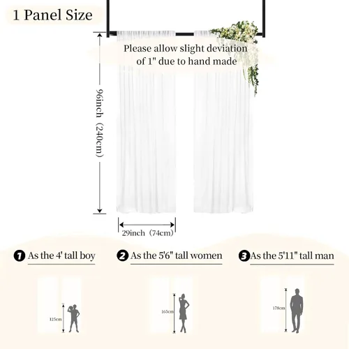 Miniatura 4 de DUOBAO 2 paneles de cortina de gasa de 29 x 96 pulgadas, cortinas transparentes de playa para sala de estar, cortinas de ventana de gasa con Blanco
