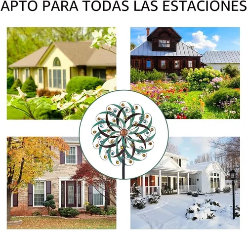 Miniatura 5 de VEWOGARDEN - Molinillo de viento grande de 20" de diámetro, escultura de viento giratoria de metal para exteriores - Arte de jardín, captadores