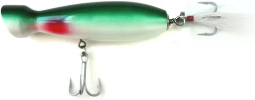 Miniatura 3 de Seasky5.5 pies de pesca de madera estilo botella Popper señuelo cebo artificial de madera cebo de madera para pesca de atún bajo rayado Amarillo