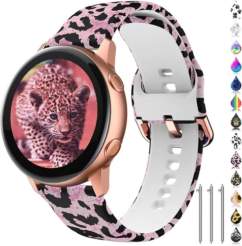 Miniatura 30 de Correas florales compatibles con Samsung Active 2, Watch Band de 1.575 pulgadas/1.732 pulgadas, Active Watch Band 1.575 pulgadas, correa de silicona