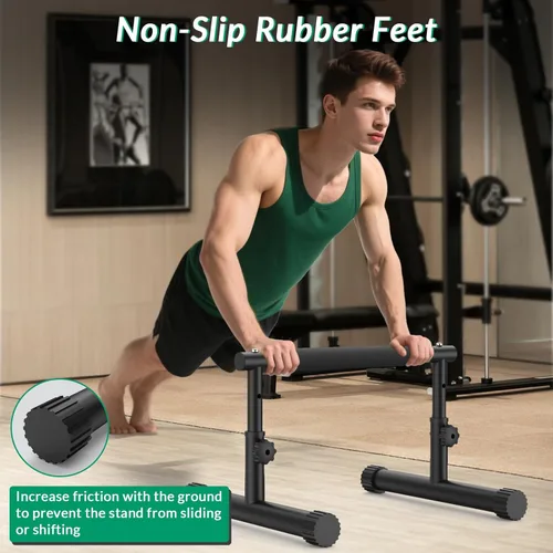 Miniatura 5 de IMAYCC Push Up Bar, Adjustable 7.5" and 10.6" High Parallettes Bars & Dip Bar With Full-Cover Foam Grips, No Wobbling Calisthenics Equipment For