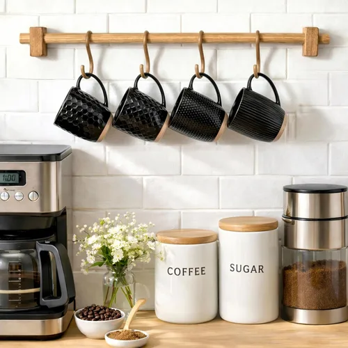 Miniatura 6 de GBhome Juego de 4 tazas de café grandes hechas a mano de 16 onzas con mango grande para capuchino, café con leche, té, cacao caliente, aptas