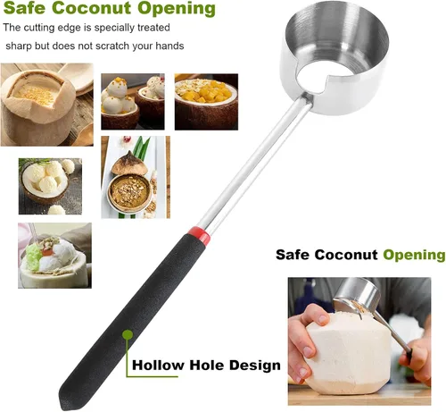Miniatura 4 de Kit de herramientas de abridor de coco - Abridor de gato de coco de acero inoxidable con mazo de goma