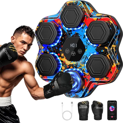 Miniatura 12 de TGLLM Music Boxing Machine, Interactive Punching Trainer with Boxing Gloves, Large Size Wall Mounted Electronic Boxing Target for Adult Kids, 9