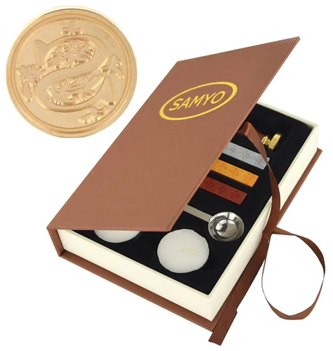 Set de lacres para sellos de la marca Samyo, diseño de letras del alfabeto estilo vintage, clásico, tradicional, antiguo, de color latón, ideal para
