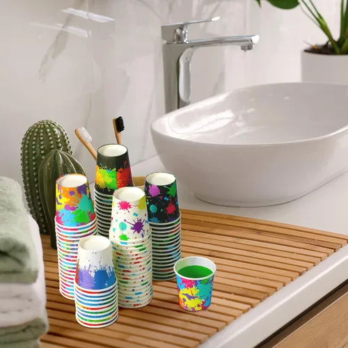 Miniatura 4 de Tiamon Paquete de 500 vasos de papel de 2 onzas, mini enjuague bucal desechables para baño, tazas de café expreso para hogar, oficina, viajes