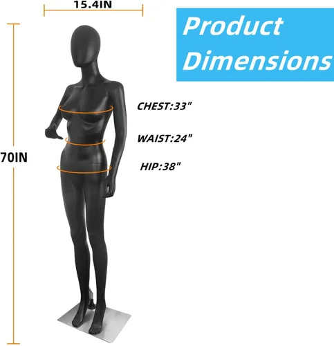 Miniatura 3 de Maniquí femenino de cuerpo completo forma maniquí torso vestido de costura modelo ajustable de 70 pulgadas forma de ropa soporte desmontable
